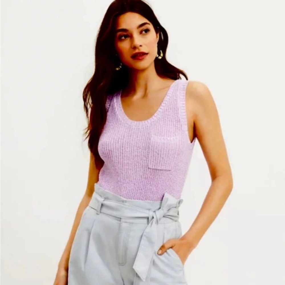 LOFT Ribbed Knit Purple Tank Top Size L